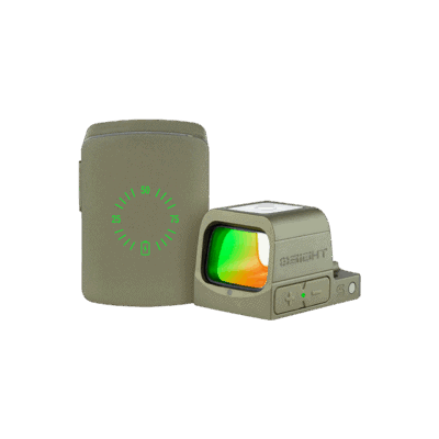 Osight S Olive Green: Enclosed aspherical optic with multi-reticle and patented rechargeable design, optimized for carry