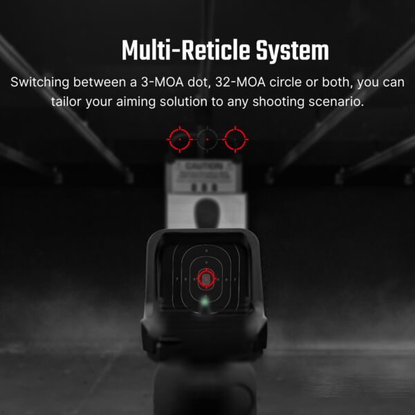 Osight C 3 MOA Dot & 32 MOA Circle Multi-Reticle System Red Dot Sight with Large Window and Side-Loading Battery - Image 8