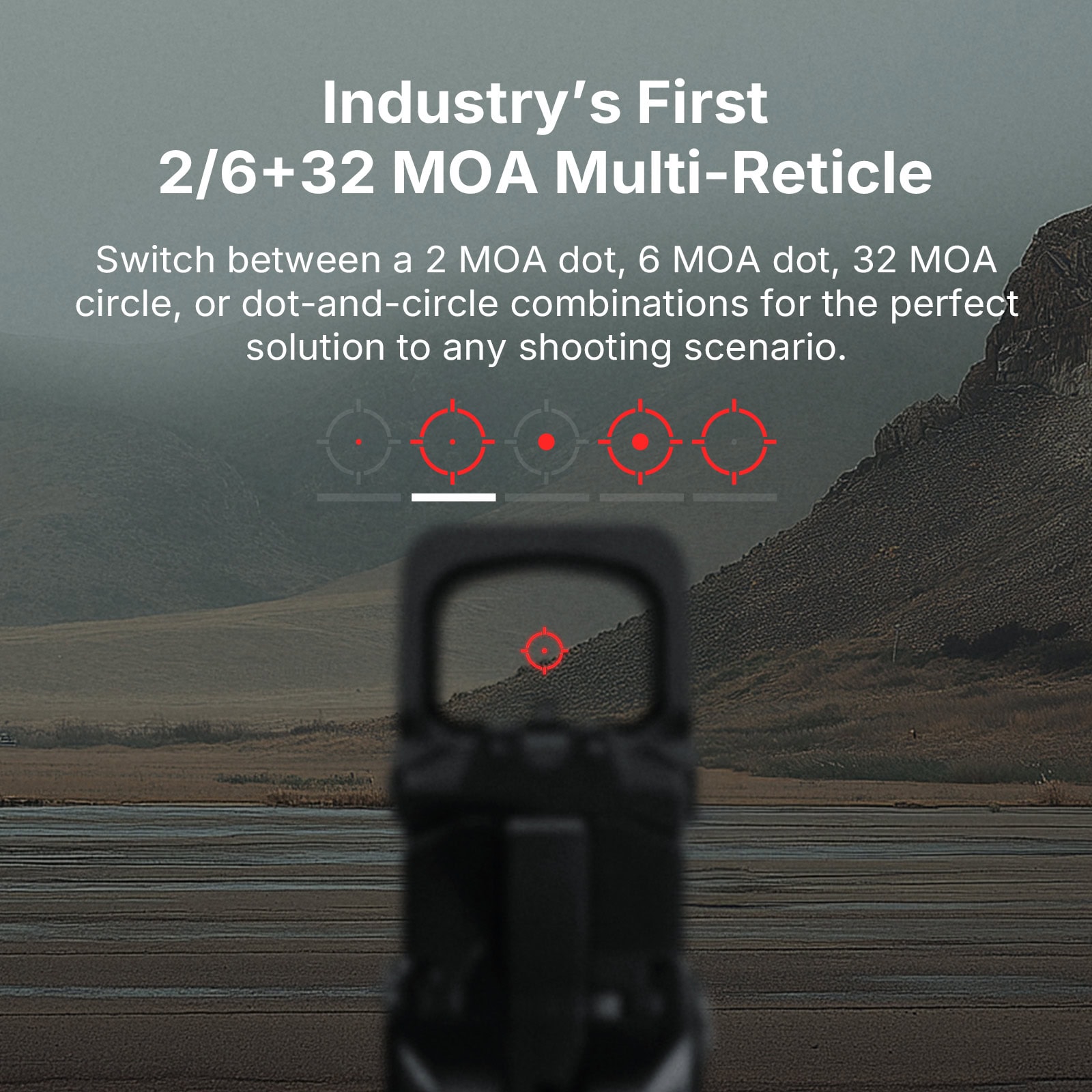 Osight XR Enclosed Red Dot Sight with Ruggedized Miniature Reflex Footprint and 2/6+32 MOA Multi-Reticle System - Image 4